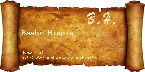 Baahr Hippia névjegykártya
